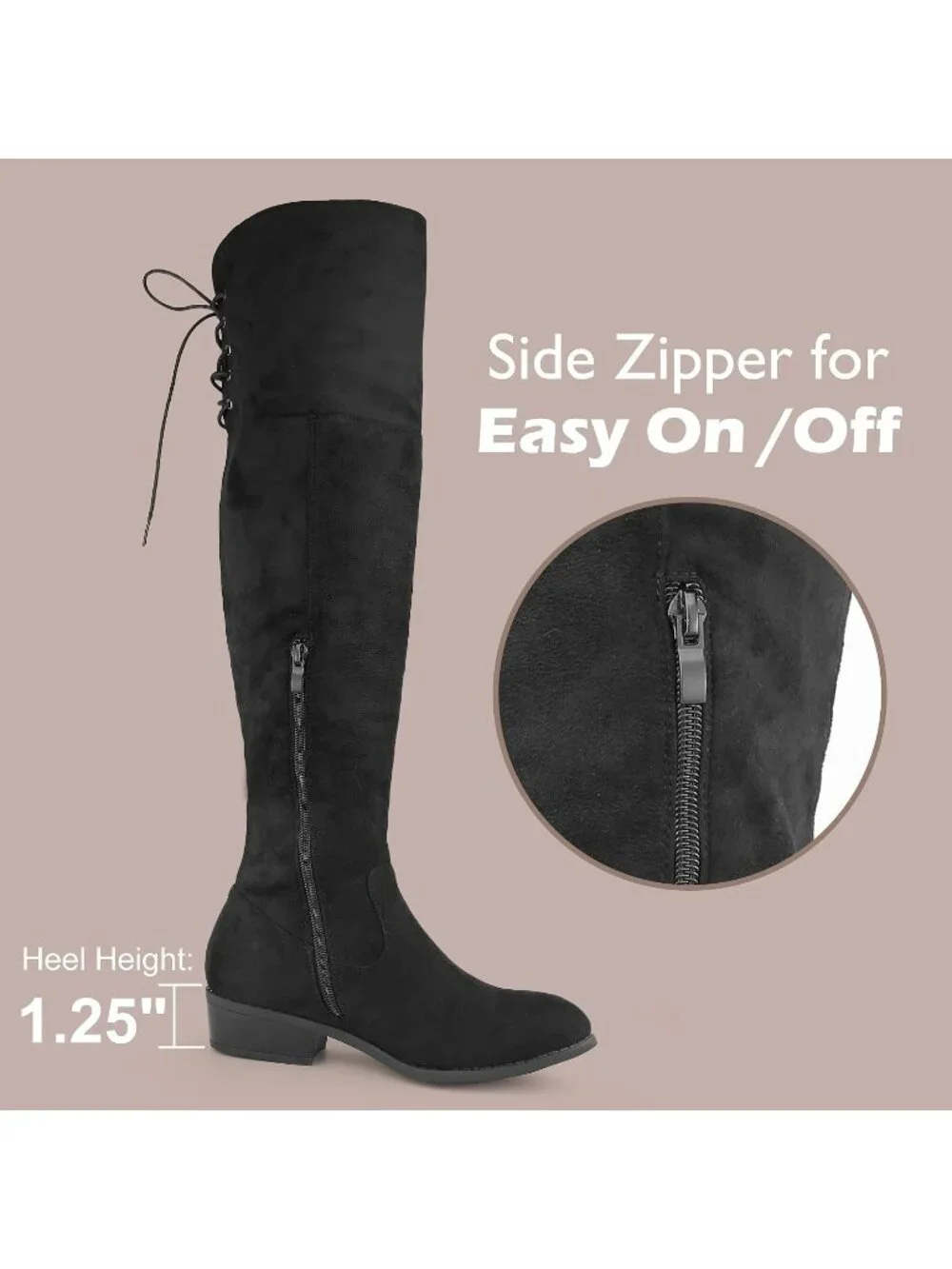 Women's Brown Pointed Toe Faux Suede Lightweight Flat Heel Over The Knee Boots